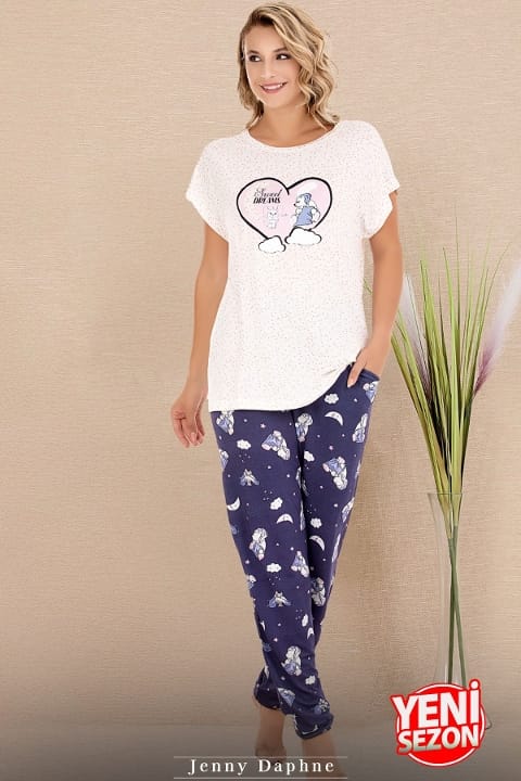 Lady Desenli Kısa Kol T-Shirt Pijama Takımı Lady 12584 - Görsel 2