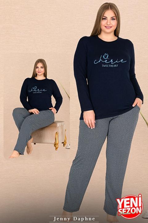Penye Kumaş Cepli Uzun Kollu Pijama Takımı Lady 11310