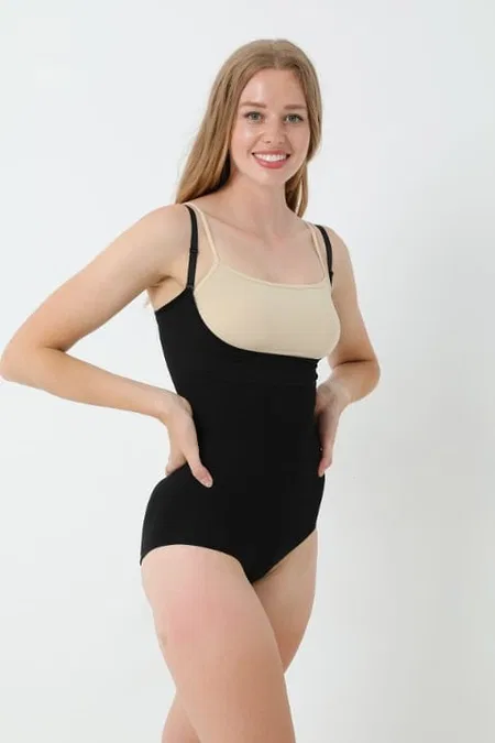 Göğüs Altı Askılı Dikişsiz Kadın Body Korse FormActive 1045 - Siyah