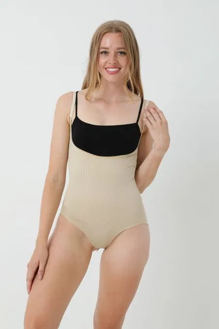 Göğüs Altı Askılı Dikişsiz Kadın Body Korse FormActive 1045 - Ten