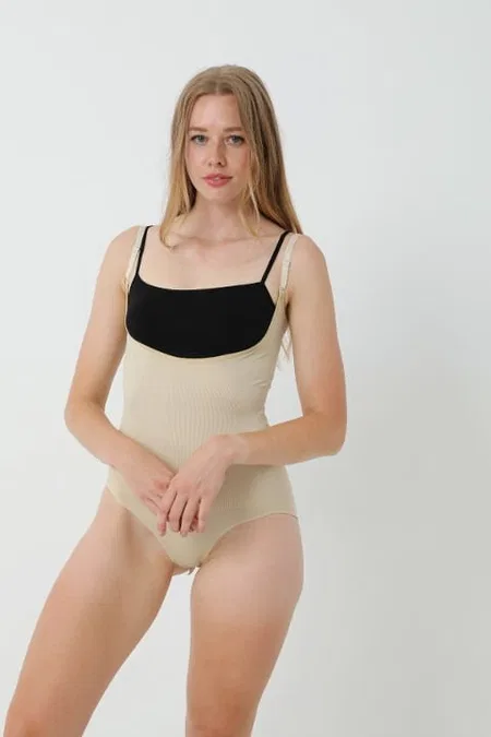 Göğüs Altı Askılı Dikişsiz Kadın Body Korse FormActive 1045 - Ten