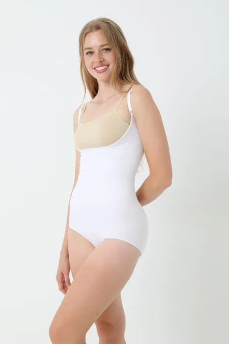 Göğüs Altı Askılı Dikişsiz Kadın Body Korse FormActive 1045 - Beyaz