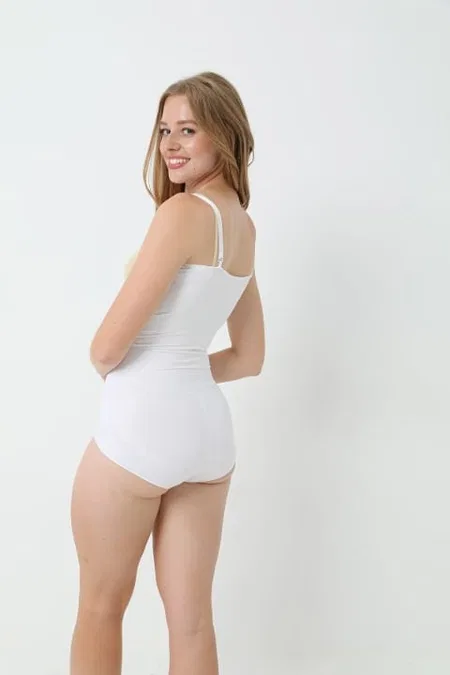 Göğüs Altı Askılı Dikişsiz Kadın Body Korse FormActive 1045 - Beyaz