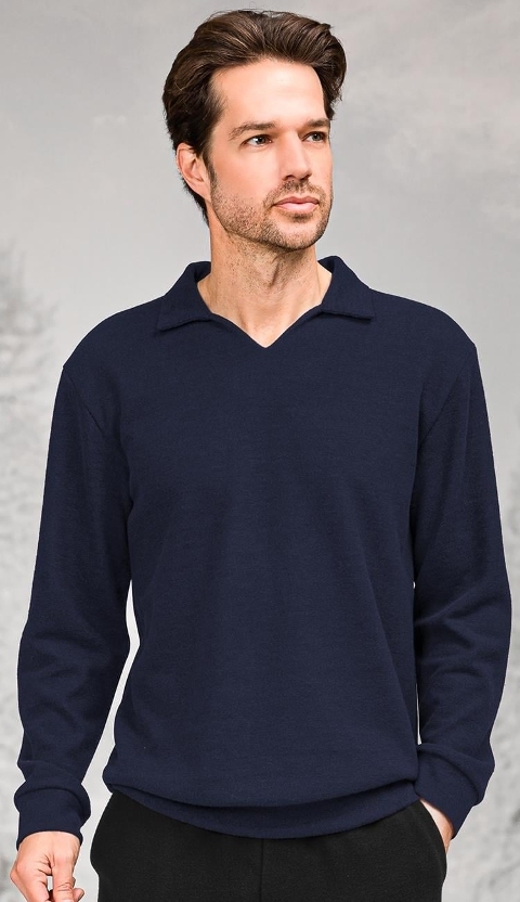 Gömlek Yaka Uzun Kollu Erkek Pijama Üstü Ekru Pamuk Doreanse 4615