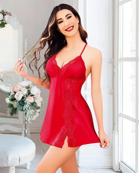 Güpür Detaylı Kırmızı Body Fantezi İç Giyim Pink Night 3830 - 2