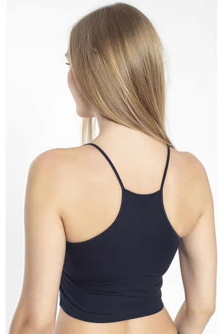 Halter Yaka Modal İp Askılı Crop Kadın Atlet Confeo 801 - Lacivert