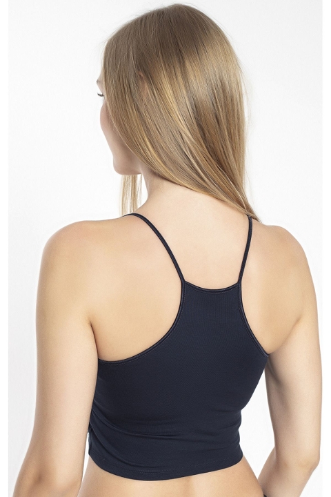 Halter Yaka Modal İp Askılı Crop Kadın Atlet Confeo 801 - Lacivert