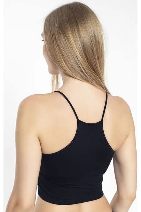 Halter Yaka Modal İp Askılı Crop Kadın Atlet Confeo 801 - Siyah