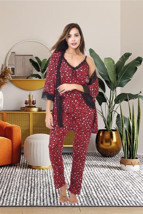 Dantelli İnce Askılı Sabahlık Takımı İzabel 5004