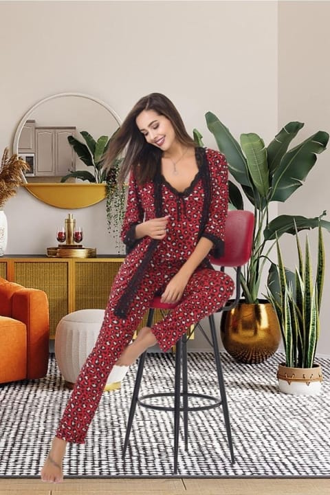 Dantelli İnce Askılı Sabahlık Takımı İzabel 5004 - 2