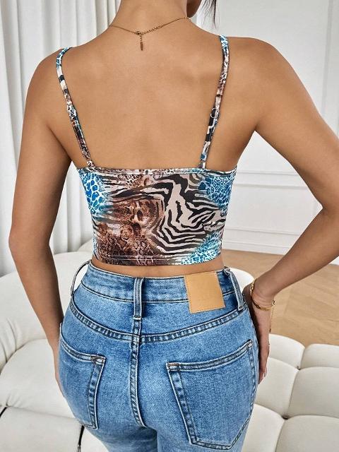 Fırfırlı Desenli İnce Askılı Jartiyer Takım Ruselin 5091 - Mavi