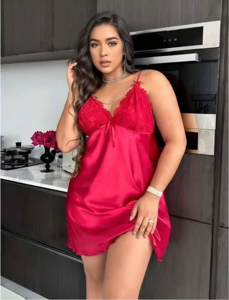 İnce Askılı Şeffaf Dantel Body Real Passione 11006 - Kırmızı
