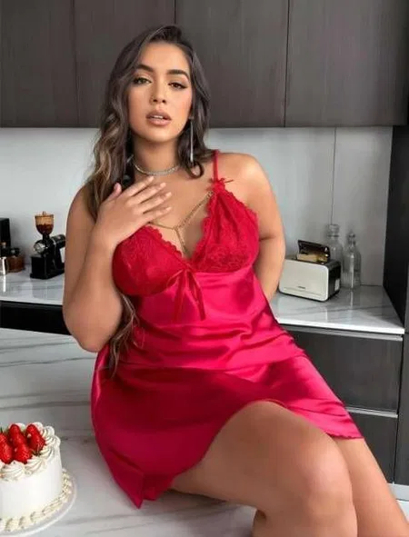 İnce Askılı Şeffaf Dantel Body Real Passione 11006 - Kırmızı