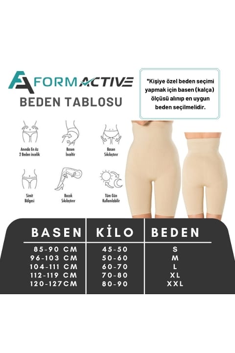 Yüksek Bel Masajlı Korse Toparlayıcı FormActive 1005 - Beyaz
