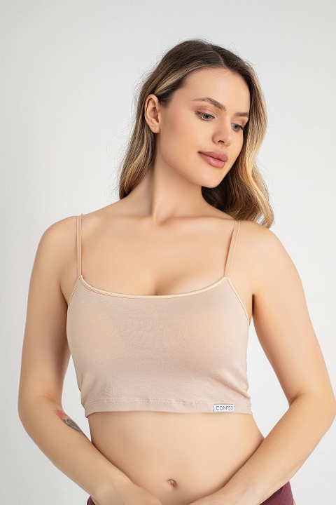 İp Askılı Modal Kadın Crop Atlet Confeo 801 - Ten