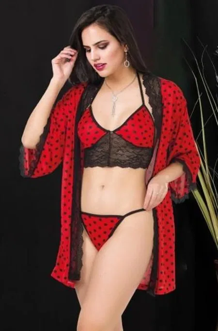 İpeksi Dantelli Bralet Tanga Takım İzabel 0904 - Kırmızı