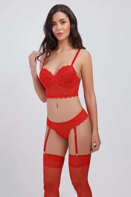 Balenli Desteksiz Jartiyer Sütyen Takım Somon Büşra 111 - 2