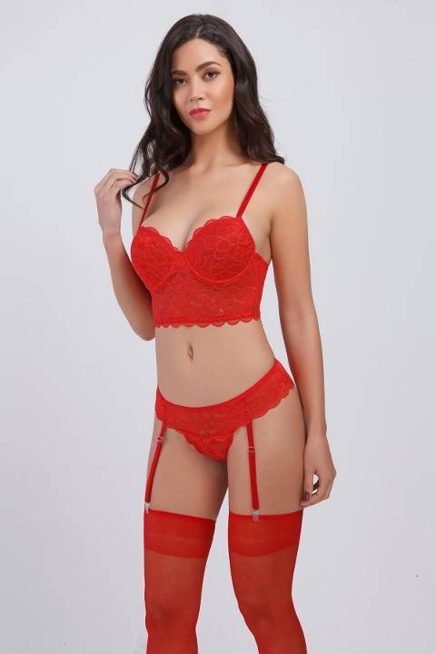 Balenli Desteksiz Jartiyer Sütyen Takım Somon Büşra 111 - 2