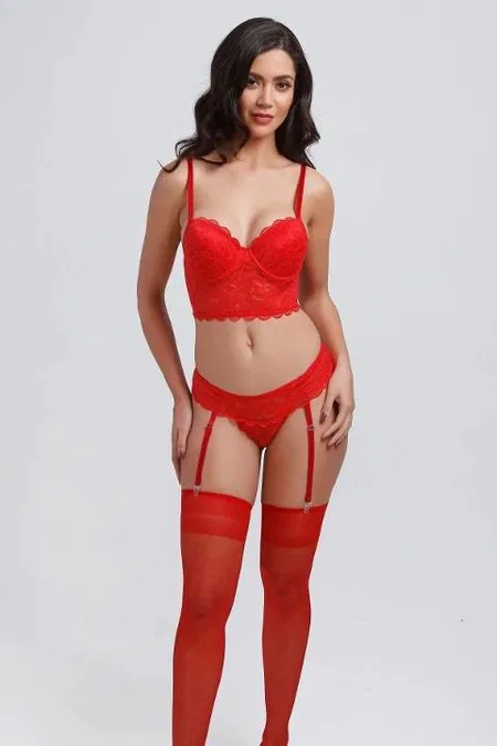 Dantel Detaylı Bralet Sütyen Jartiyer Takım Büşra 146