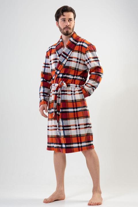 Lacivert Ekose Desenli Uzun Kollu Sabahlık Vienetta 201002