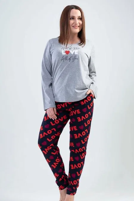 Love Desen Uzun Kollu Pijama Takımı Vienetta 201076