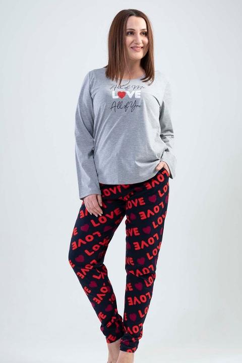 Love Desen Uzun Kollu Pijama Takımı Vienetta 201076