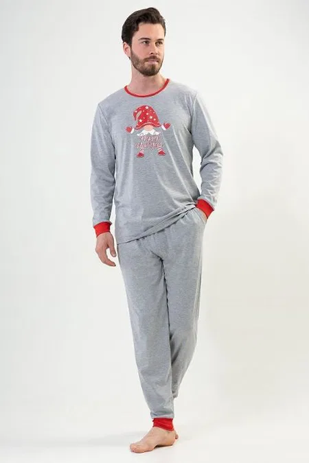 Uzun Kollu Rahat Kesim Pijama Takımı Vienetta 204192 - Gri Melanj