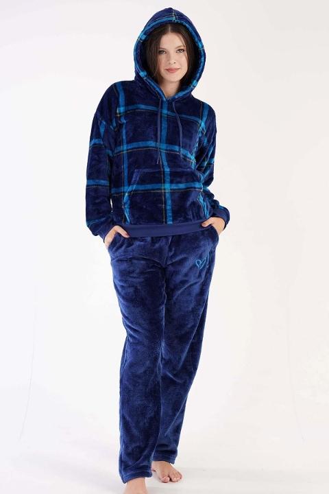 Kapüşonlu Uzun Kollu Cepli Pijama Takımı Ekru Vienetta 303088 - Lacivert