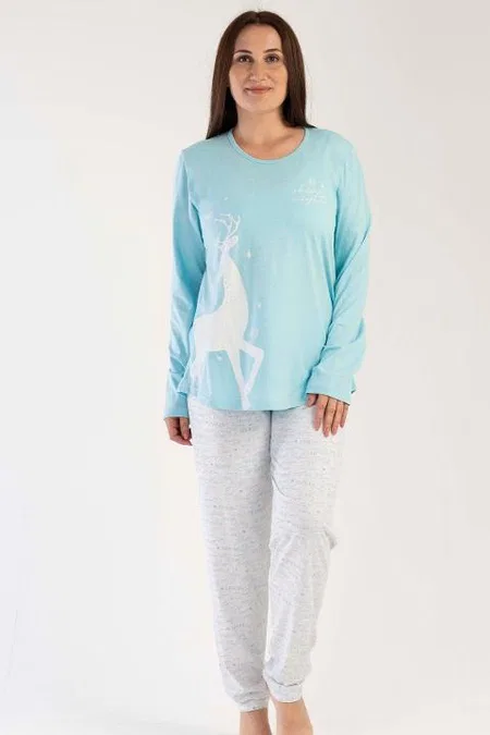 Uzun Kollu Geyikli Kadın Pijama Takımı Vienetta 303126