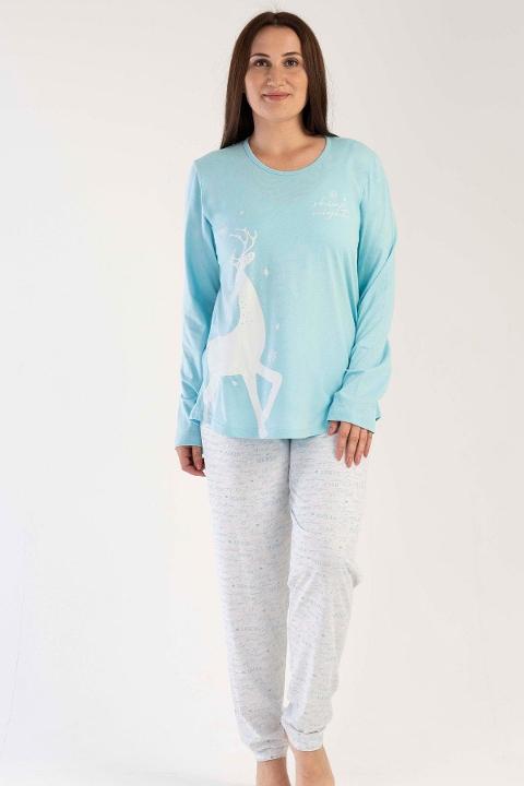 Uzun Kollu Geyikli Kadın Pijama Takımı Vienetta 303126
