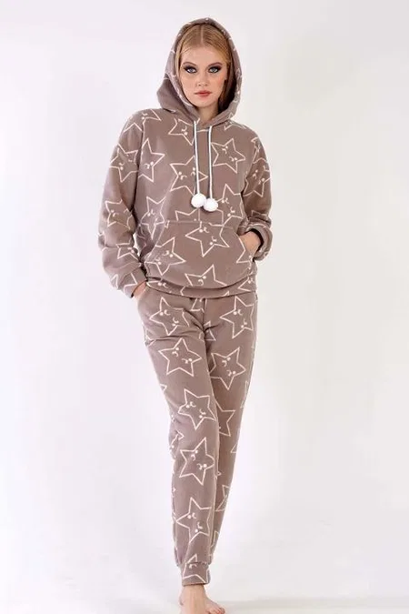 Kısa Kollu Cepli Pijama Takımı Kahverengi Yeşil Vienetta 304042