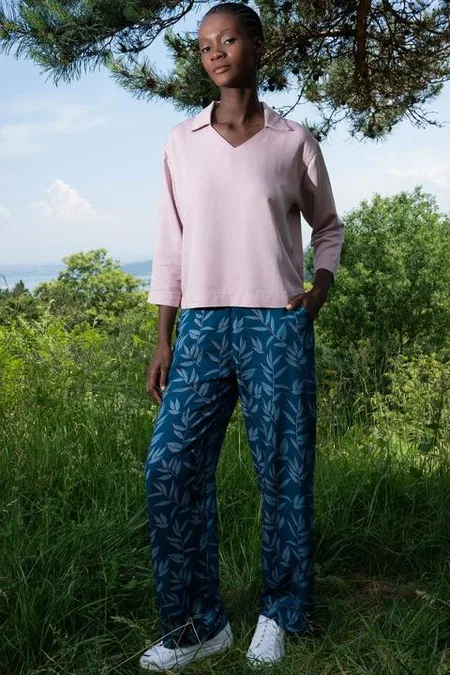 Leopar Desenli Gömlek Yaka Bluz Takım Vienetta 405107 - Pembe