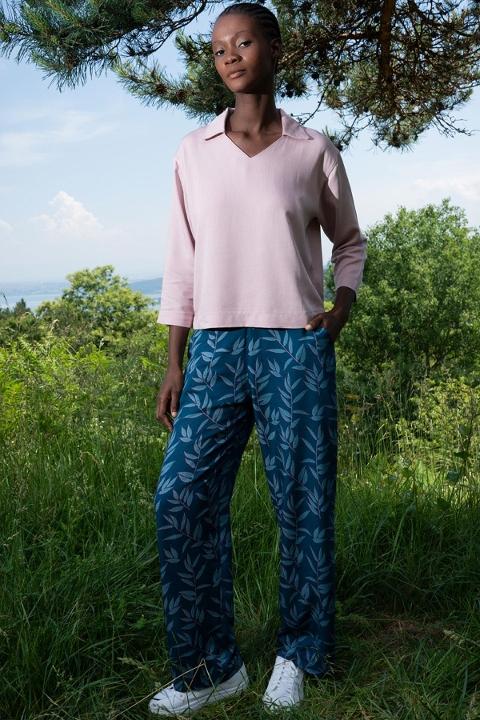 Leopar Desenli Gömlek Yaka Bluz Takım Vienetta 405107 - Pembe