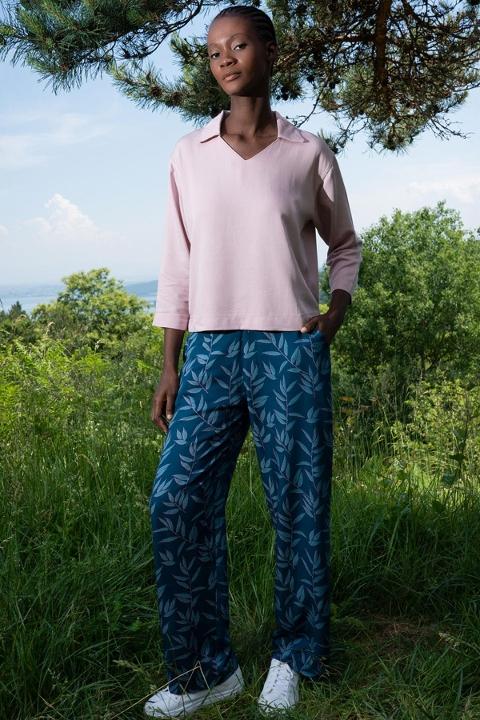 Leopar Desenli Gömlek Yaka Kadın Ev Giyim Vienetta 405108 - Pembe