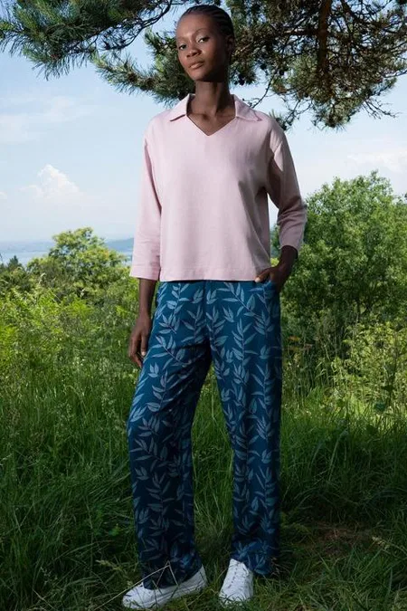 Leopar Desenli Gömlek Yaka Kadın Ev Giyim Vienetta 405108 - Pembe