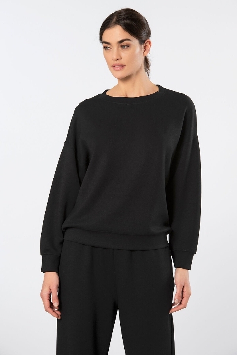 Viskon Polyester Elastan Cepli Bisiklet Yaka Eşofman Takımı Türen 3610 - Siyah