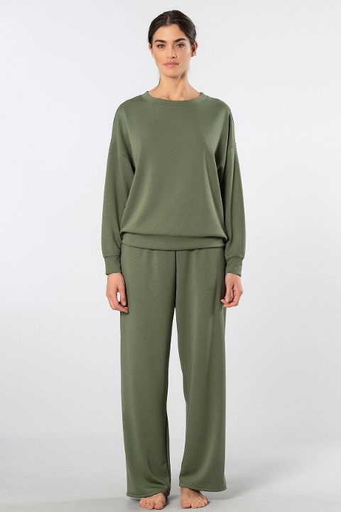 Viskon, Polyester, Elastan Yeşil Kadın Eşofman Takımı Türen 3610