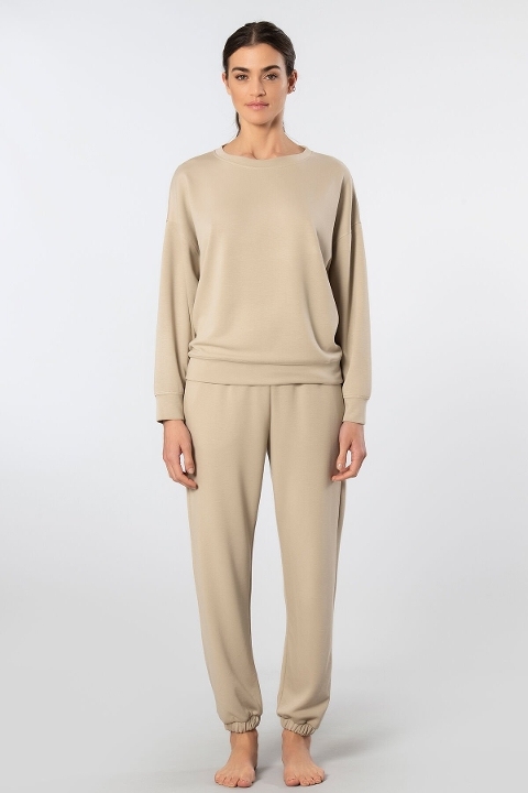 Viskon Polyester Elastan Kadın Jogger Eşofman Takımı Türen 3611 - Bej