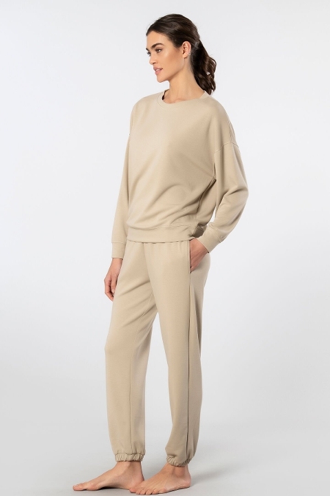 Viskon Polyester Elastan Kadın Jogger Eşofman Takımı Türen 3611 - Bej