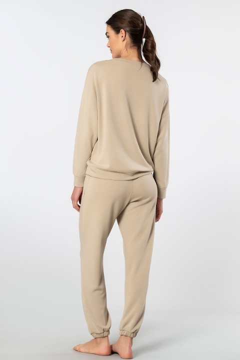 Viskon Polyester Elastan Kadın Jogger Eşofman Takımı Türen 3611 - Bej
