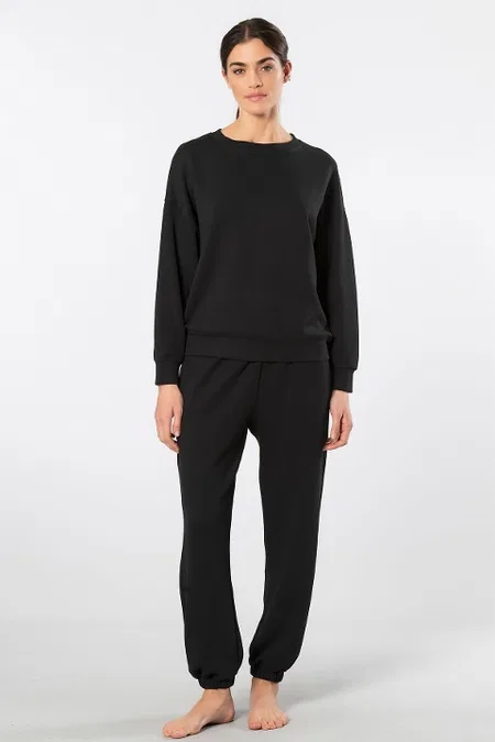 Viskon, Polyester ve Elastan Jogger Eşofman Takımı Türen 3611 - Siyah