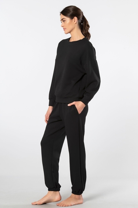 Viskon, Polyester ve Elastan Jogger Eşofman Takımı Türen 3611 - Siyah