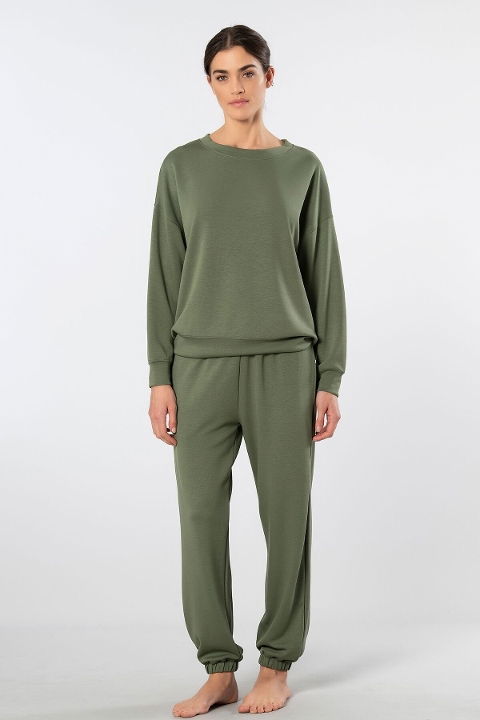 Viskon Polyester Elastan Uzun Kollu Jogger Kadın Eşofman Takımı Türen 3611