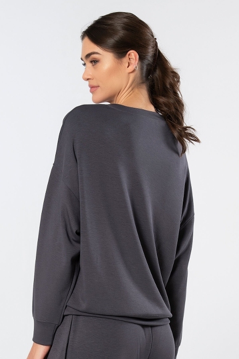 Viskon, Polyester, Elastan Kadın Sweatshirt Türen 3613 - Antrasit
