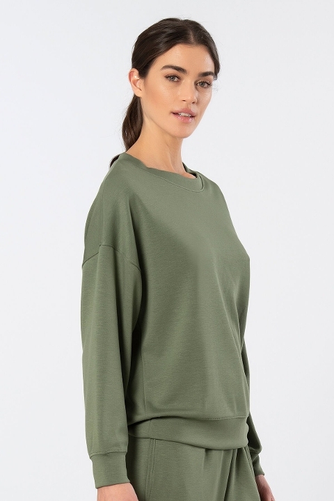 Viskon, Polyester, Elastan Kadın Sweatshirt Türen 3613 - Yeşil