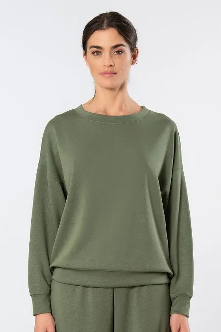 Viskon, Polyester, Elastan Kadın Sweatshirt Türen 3613 - Yeşil