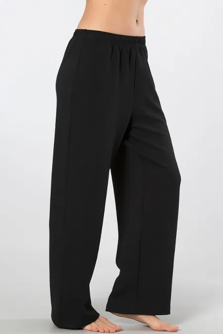 Viskon Elastan Karışımlı Siyah Boru Paça Kadın Eşofman Altı Türen 3615 - 2