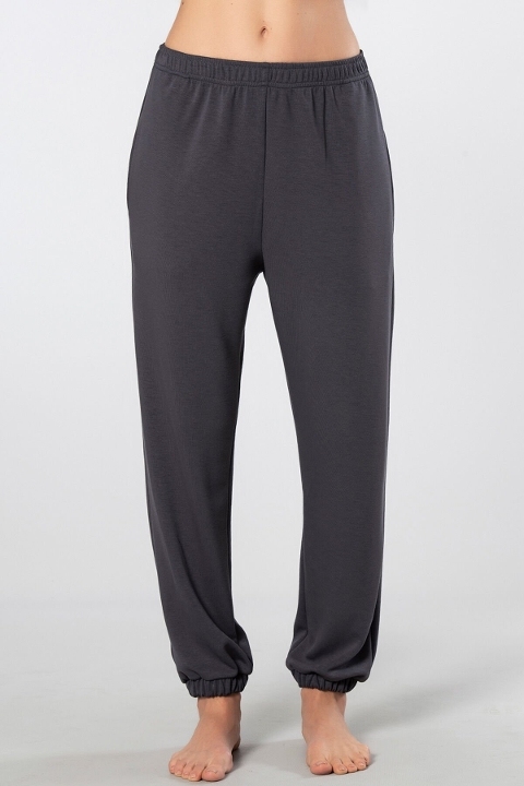 Lastikli Cepli Jogger Kadın Pantolon Viskon Polyester Türen 3614 - Antrasit