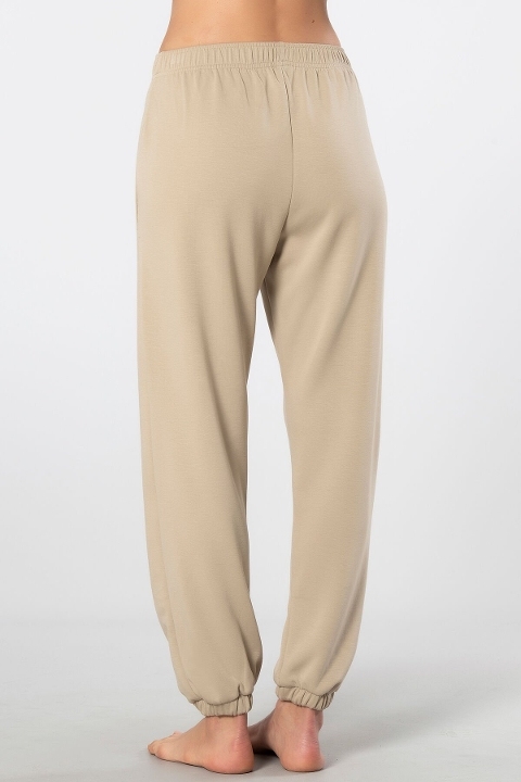 Lastikli Cepli Jogger Pantolon Viskon Polyester Türen 3614 - Bej