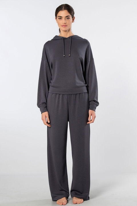 Viskon ve Polyester Karışımlı Kapüşonlu Eşofman Takımı Türen 3608 - 2